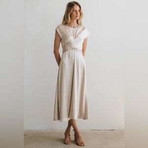 NWT Bohme Rosalind Midi Dress in Champagne XL